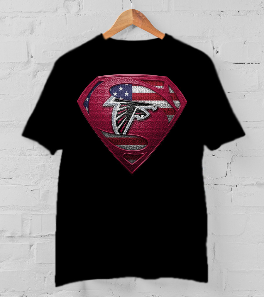 Atlanta Falcons Superman Logo American Flag T-Shirt