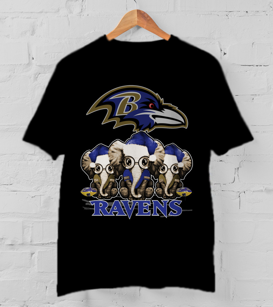 Baltimore Ravens Christmas Elephants T-Shirt