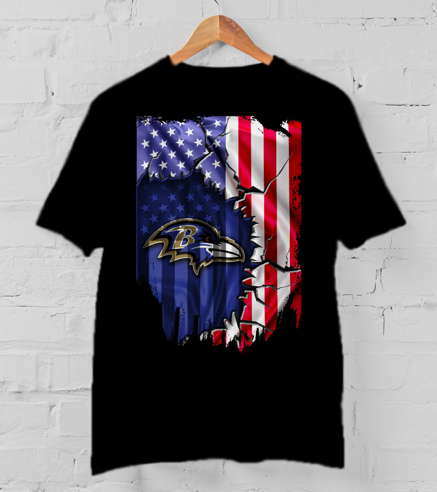 Flag Baltimore Ravens American Flag Stars And Stripes Ravens T-Shirt