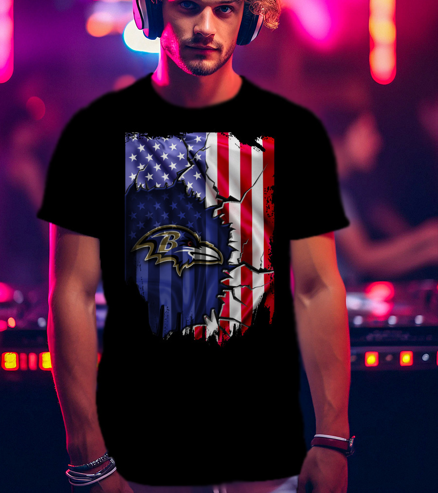 Flag Baltimore Ravens American Flag Stars And Stripes Ravens T-Shirt