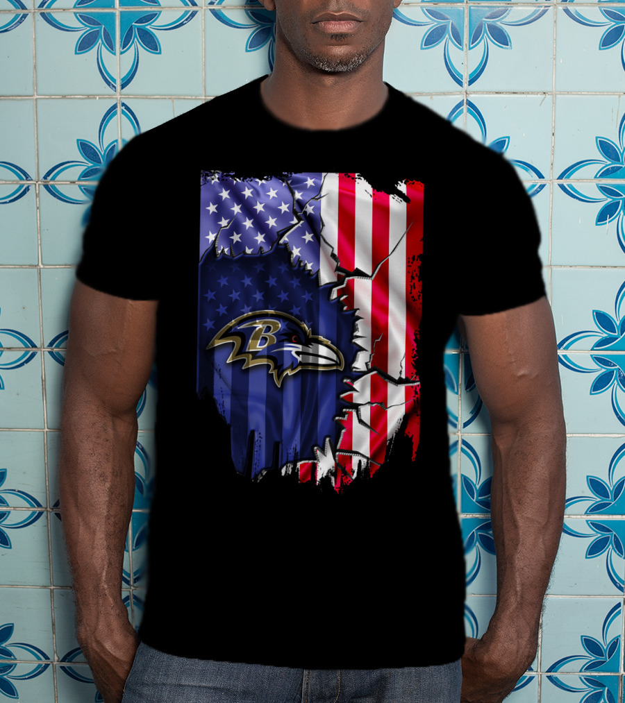Flag Baltimore Ravens American Flag Stars And Stripes Ravens T-Shirt