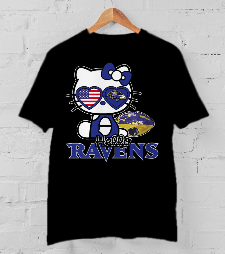 Hello Kitty Baltimore Ravens American Football Fan T-Shirt