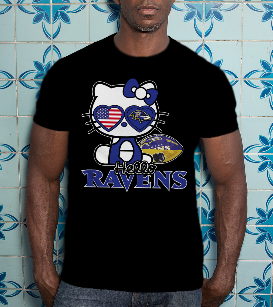 Hello Kitty Baltimore Ravens American Football Fan T-Shirt