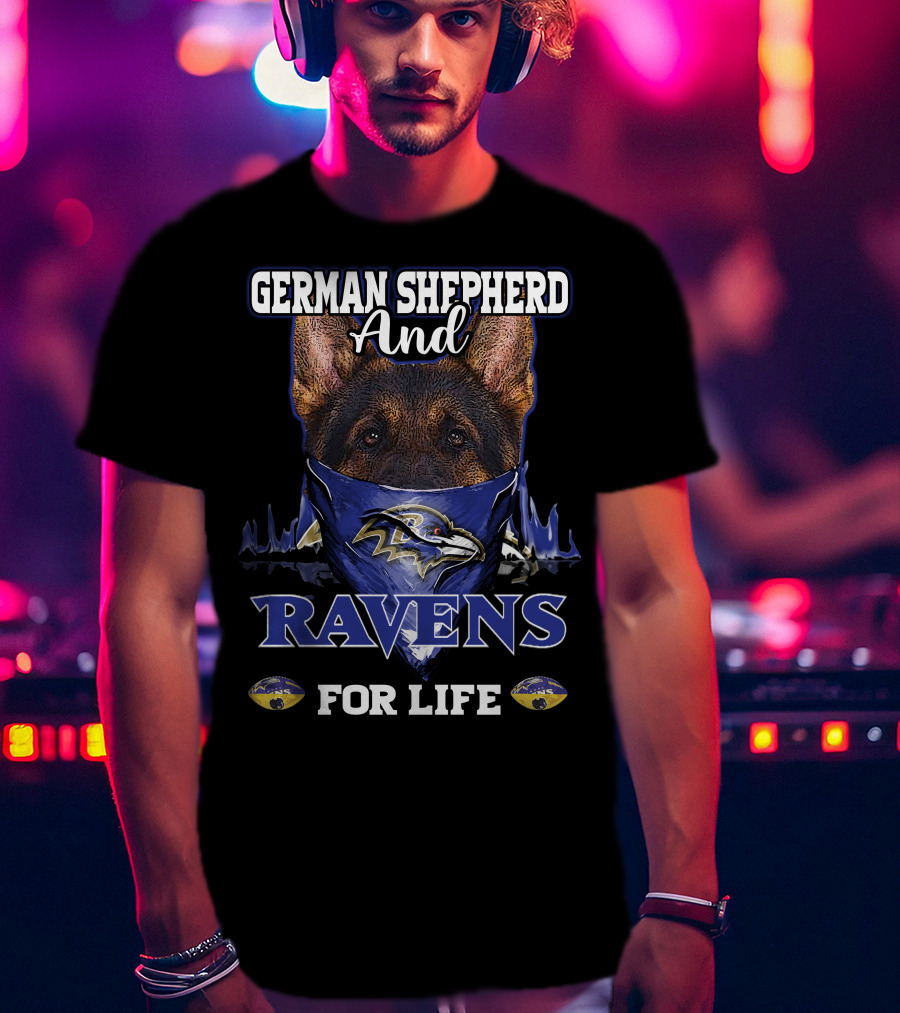 German Shepherd And Ravens For Life T-Shirt