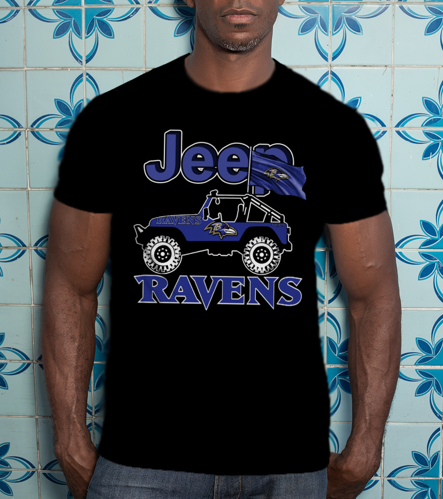 Jeep Ravens Baltimore Ravens Flag Logo 4x4 Vehicle T-Shirt