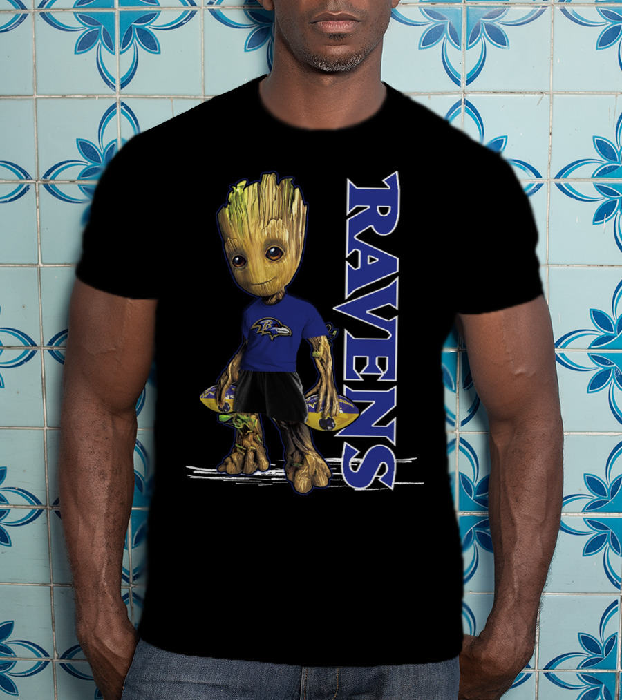 Groot Ravens Baltimore Football Fan T-Shirt