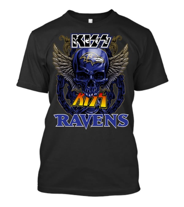 KISS Baltimore Ravens Skull With Wings And Chain T-Shirt