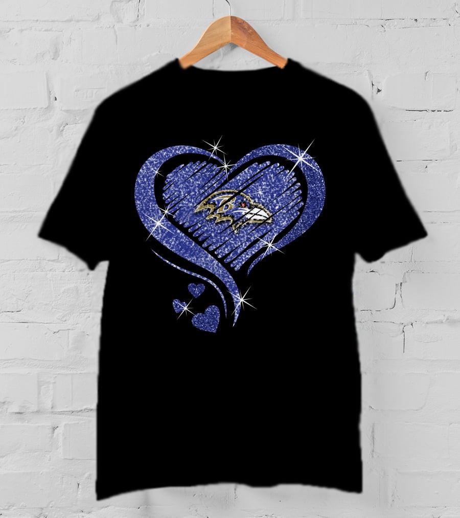 Heart Diamond Baltimore Ravens Sparkle T-Shirt