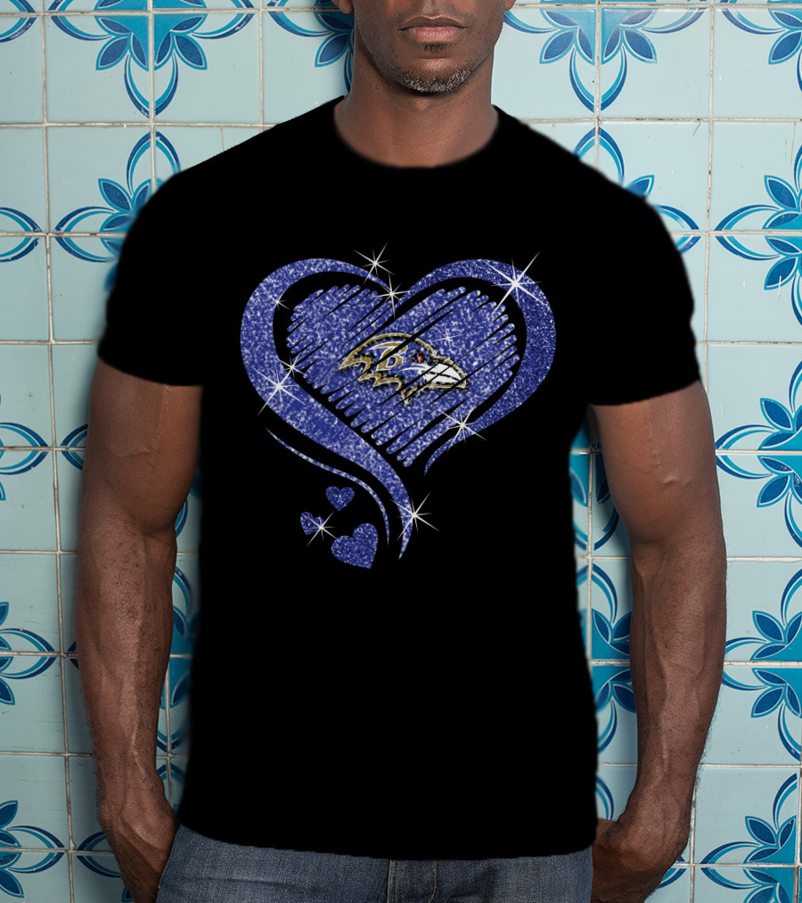 Heart Diamond Baltimore Ravens Sparkle T-Shirt