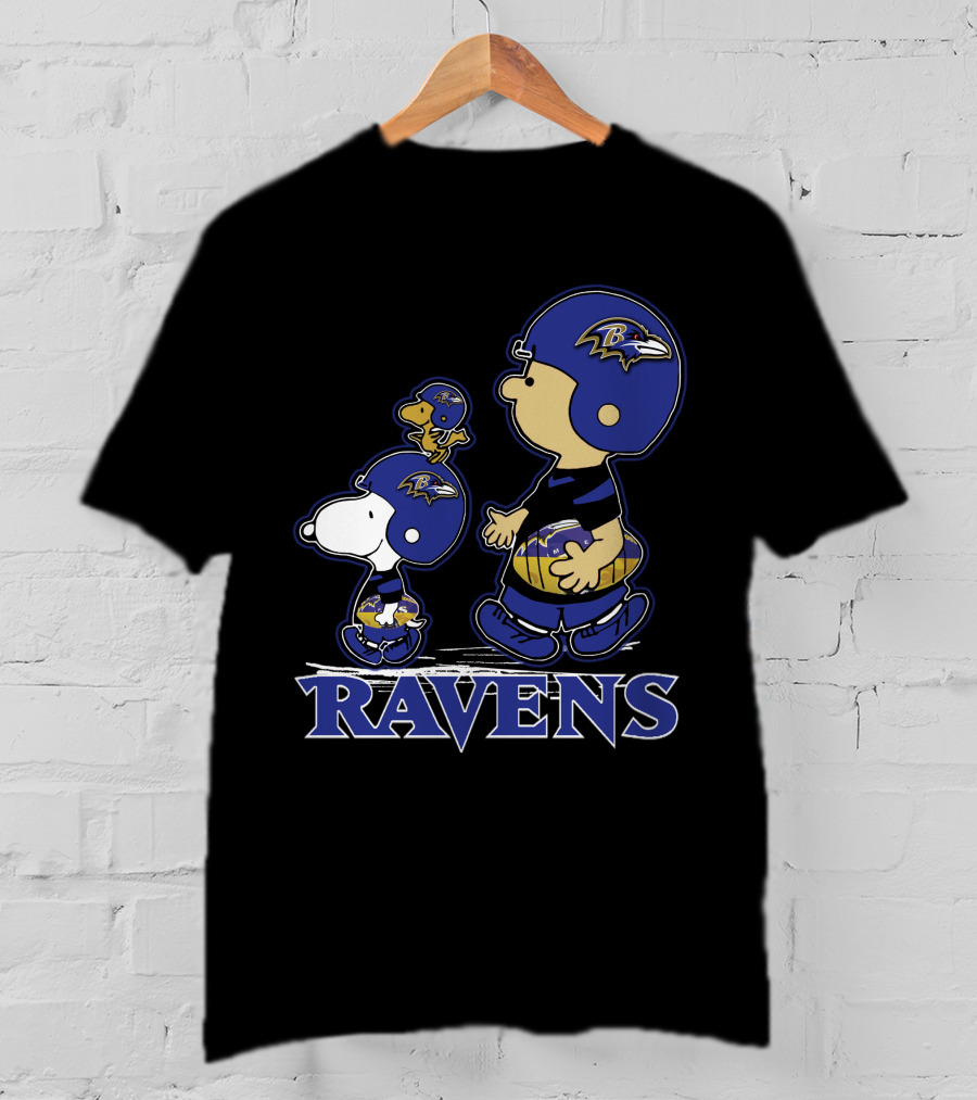Snoopy Woodstock Baltimore Ravens Football Peanuts T-Shirt