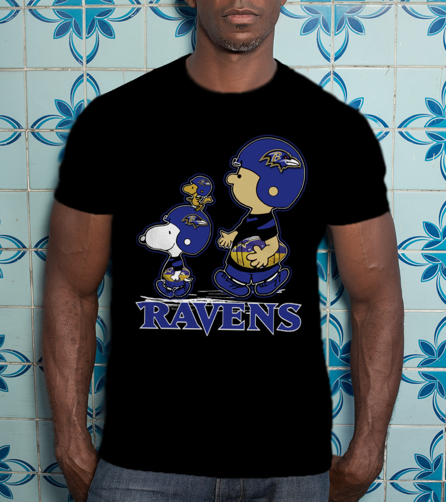 Snoopy Woodstock Baltimore Ravens Football Peanuts T-Shirt