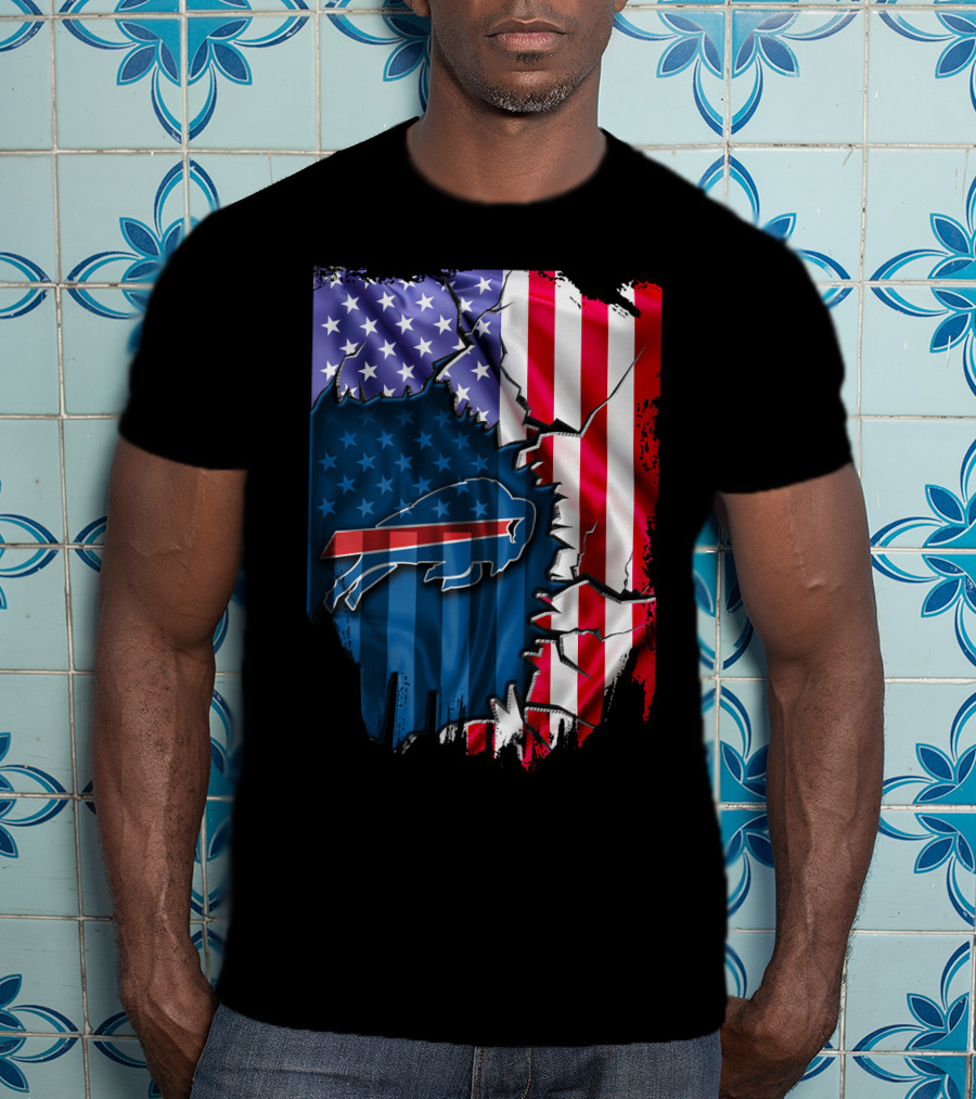 Buffalo Bills American Flag Cracked T-Shirt