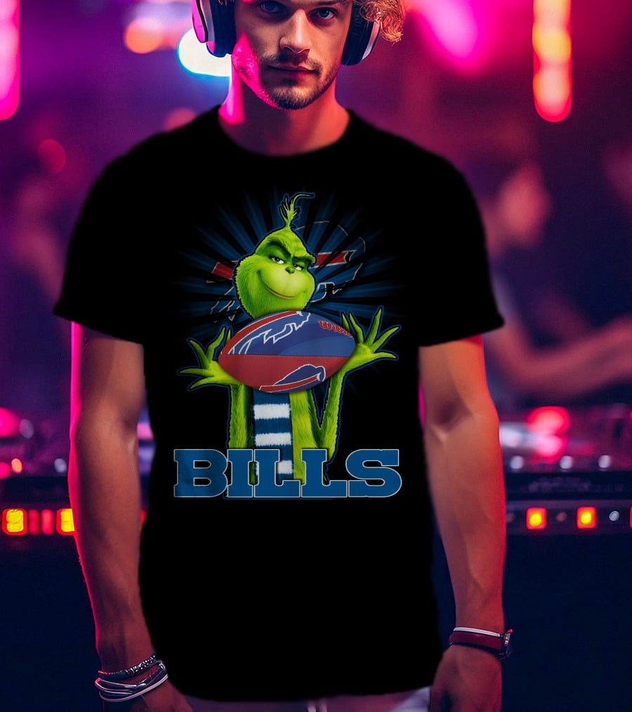 Grinch Holding Buffalo Bills Football T-Shirt