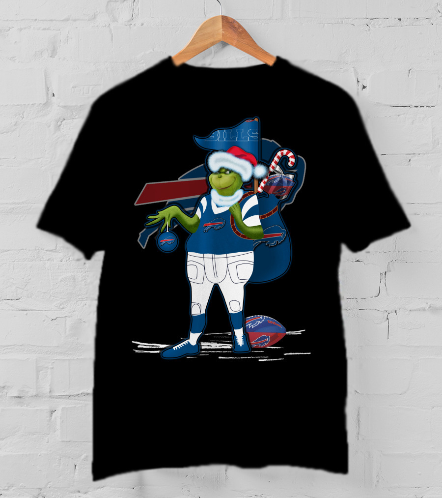 Grinchxmas Buffalo Bills Santa Hat NFL Football Holiday T-Shirt