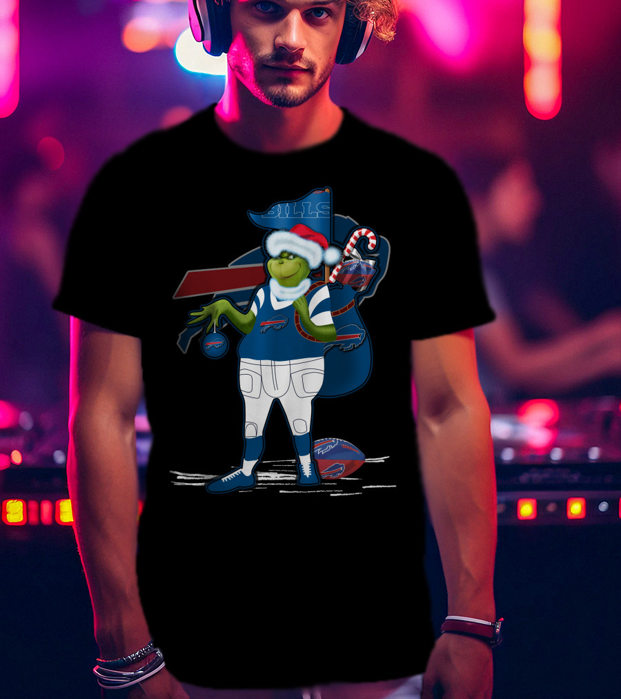 Grinchxmas Buffalo Bills Santa Hat NFL Football Holiday T-Shirt
