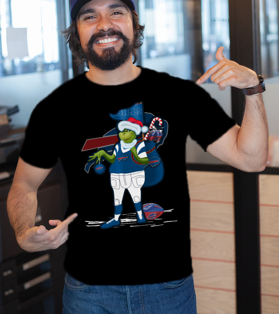 Grinchxmas Buffalo Bills Santa Hat NFL Football Holiday T-Shirt
