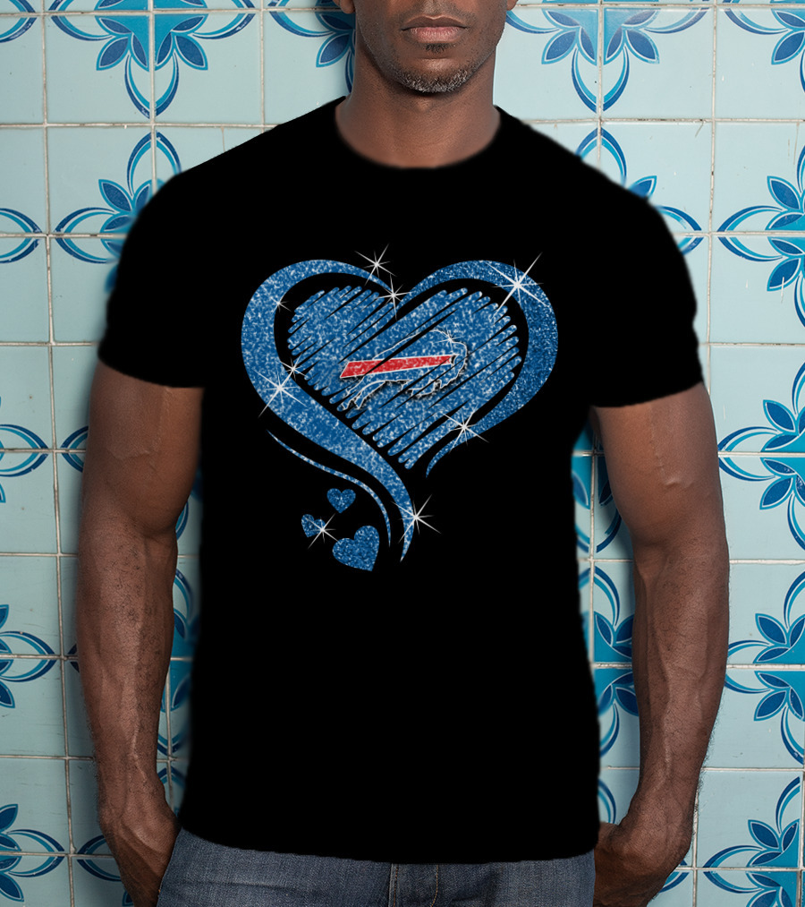 Buffalo Bills Heart Diamond Glitter T-Shirt