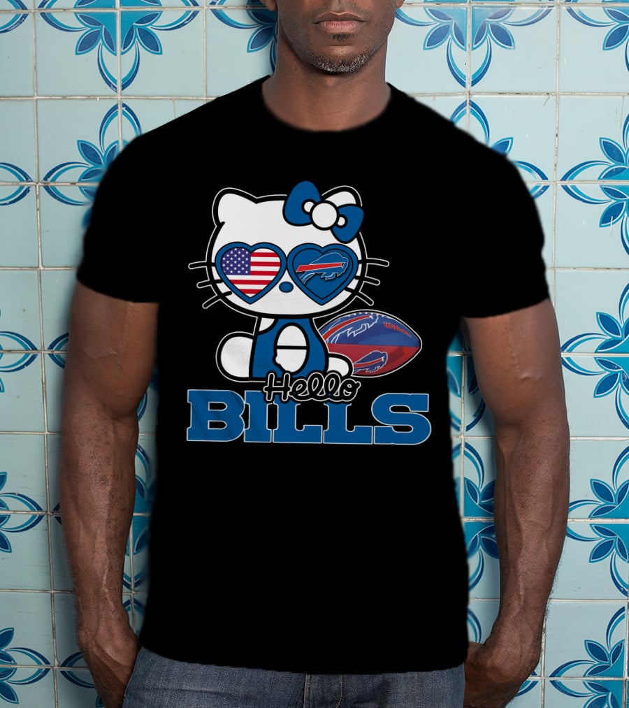 Hello Kitty Buffalo Bills USA Heart Mascot T-Shirt