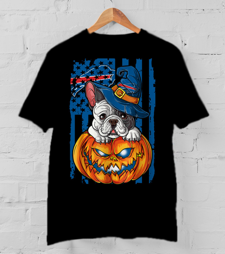 Hlw Bulldog Buffalo Bills Halloween Wizard Pumpkin T-Shirt