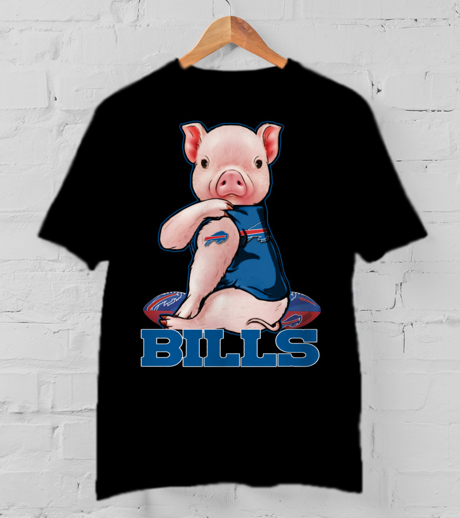 Pig Wearing Buffalo Bills Jersey T-Shirt