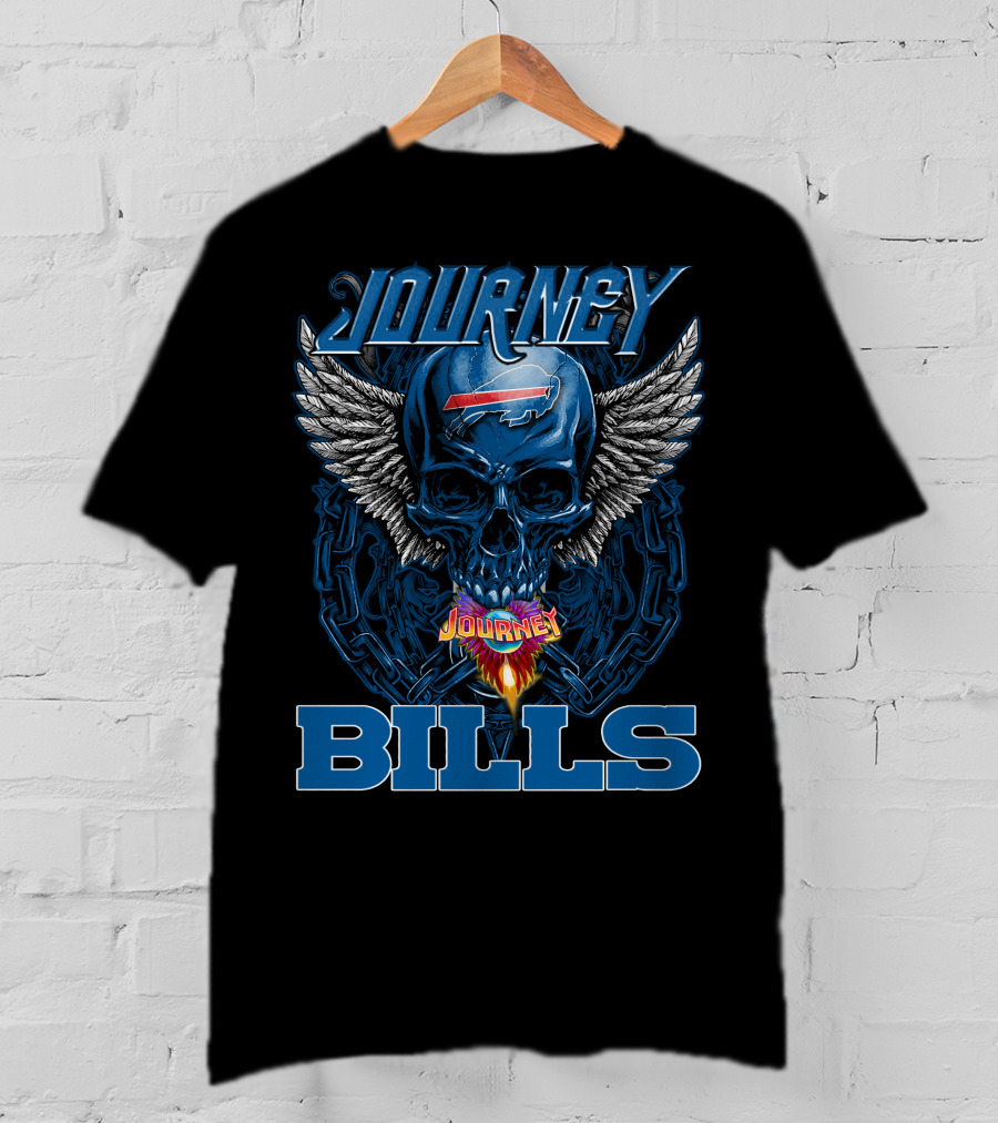 Journey Buffalo Bills Skull Wings Flame T-Shirt