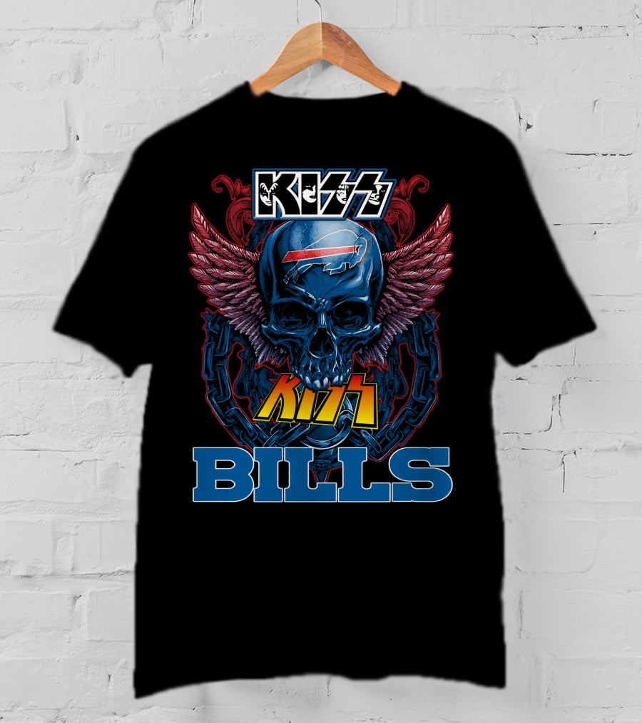 Kiss Buffalo Bills Skull Wings T-Shirt