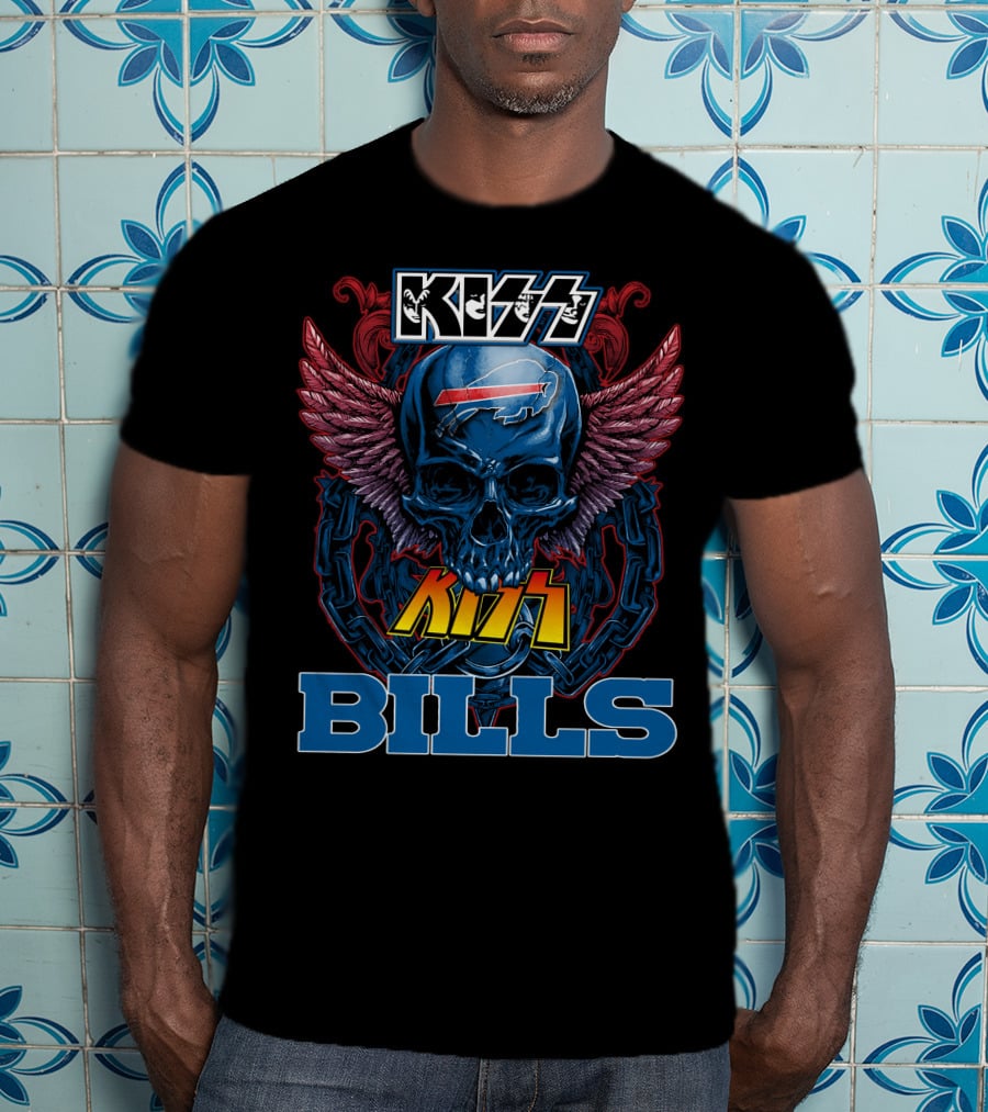 Kiss Buffalo Bills Skull Wings T-Shirt