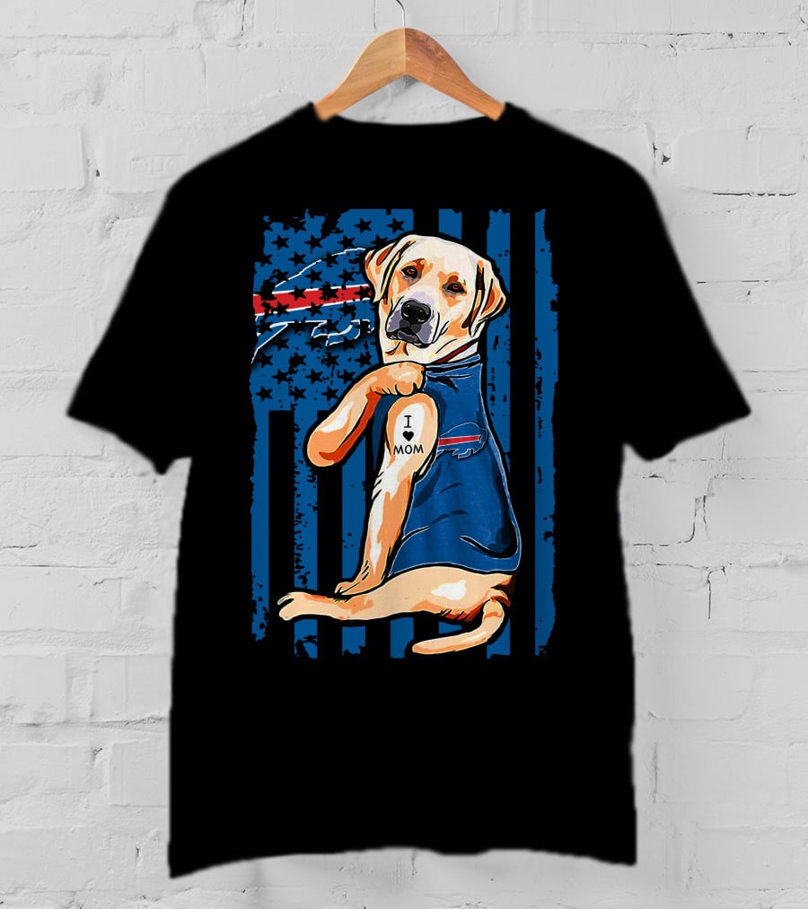 Labrador Retriever I Love Mom Buffalo Bills Fan T-Shirt