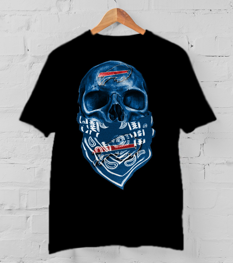 Buffalo Bills Skull Blue Bandana T-Shirt