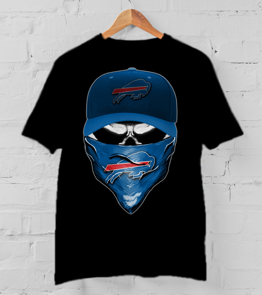 Buffalo Bills Skull With Cap And Bandana T-Shirt