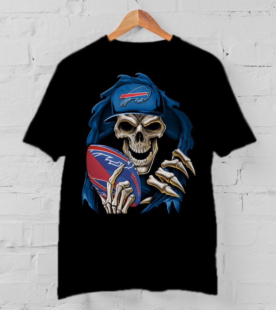 Buffalo Bills Skull Holding Football T-Shirt