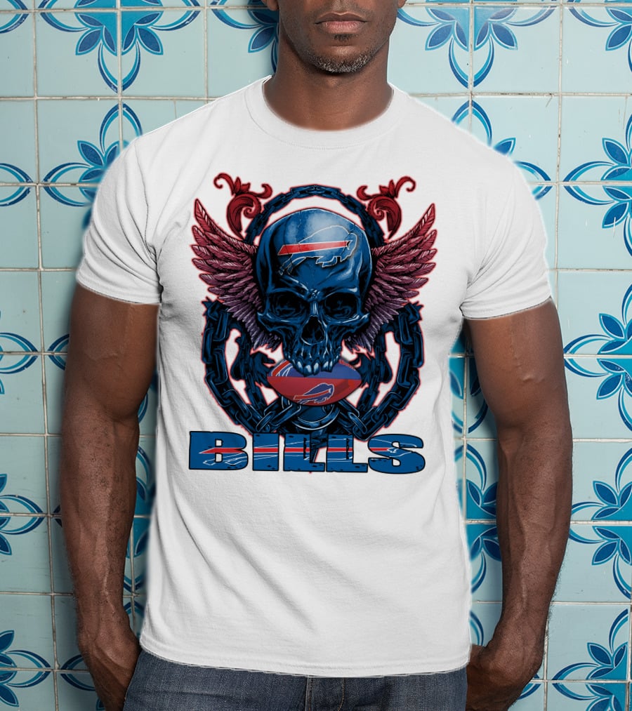 Buffalo Bills Winged Skullfb Football T-Shirt
