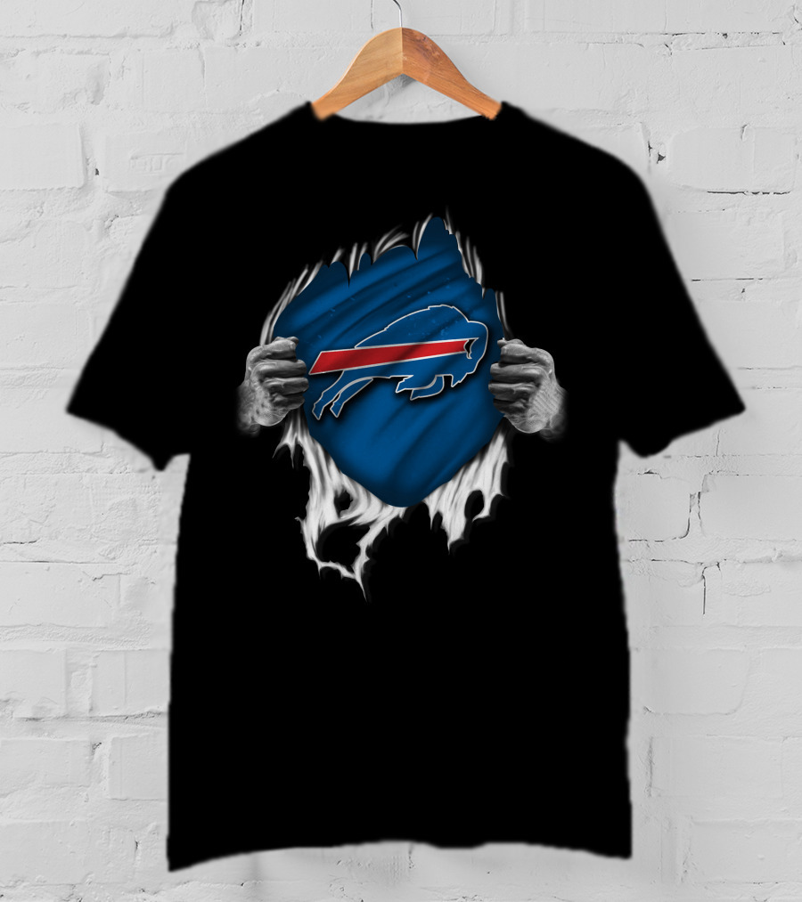 Torn Buffalo Bills Emblem Ripped Open By Hands T-Shirt