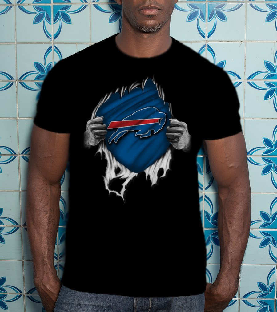 Torn Buffalo Bills Emblem Ripped Open By Hands T-Shirt