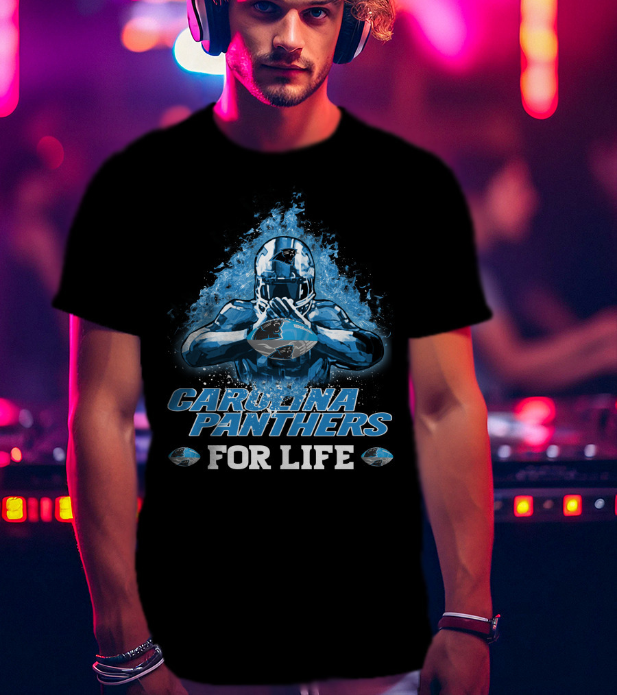 CAROLINA PANTHERS FOR LIFE Football Player Helmet And Football T-Shirt