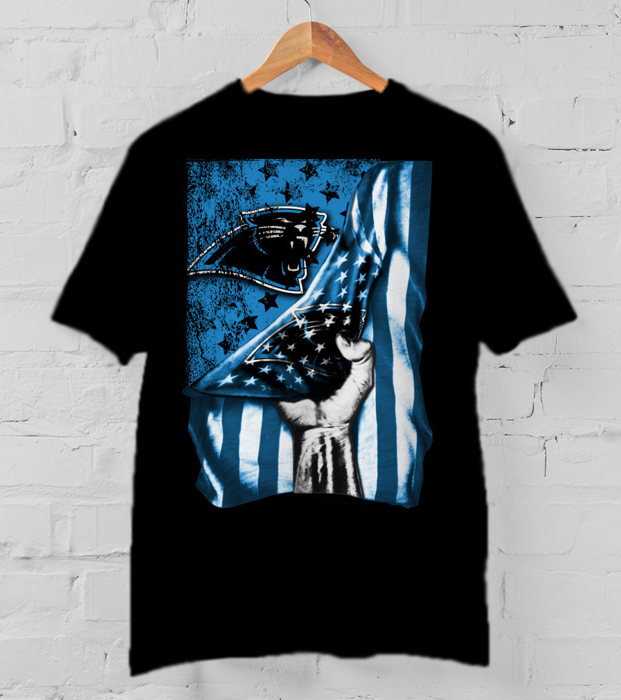 Flag Carolina Panthers American Style Stars Blue Black T-Shirt
