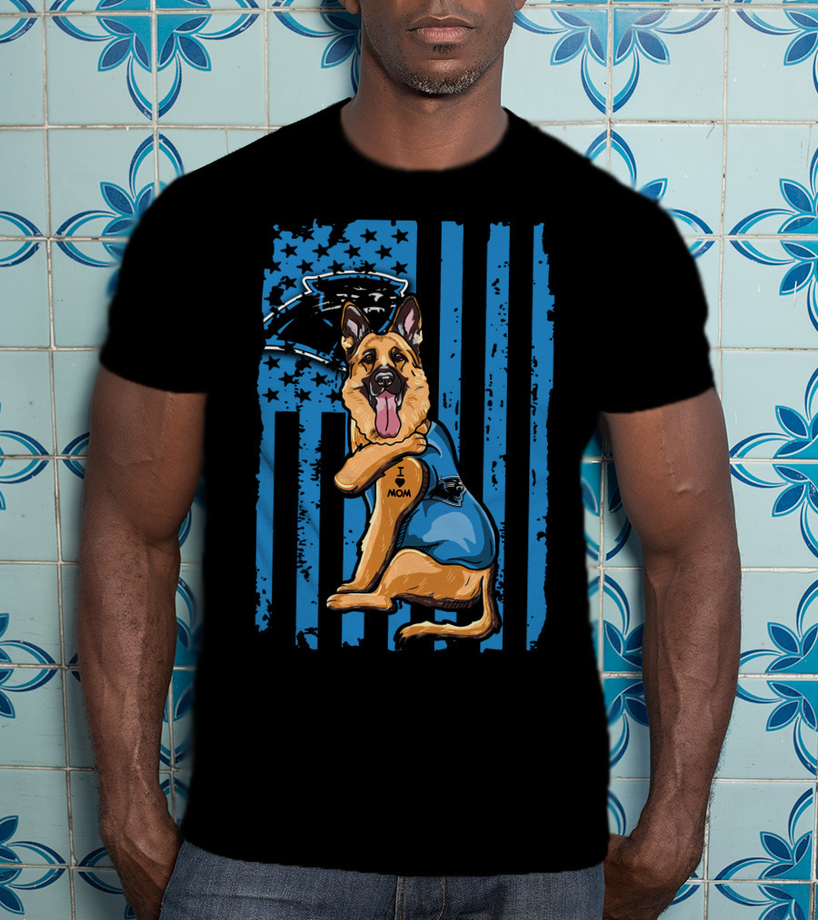 German Shepherd Carolina Panthers Patriotic I Mom Fan T-Shirt