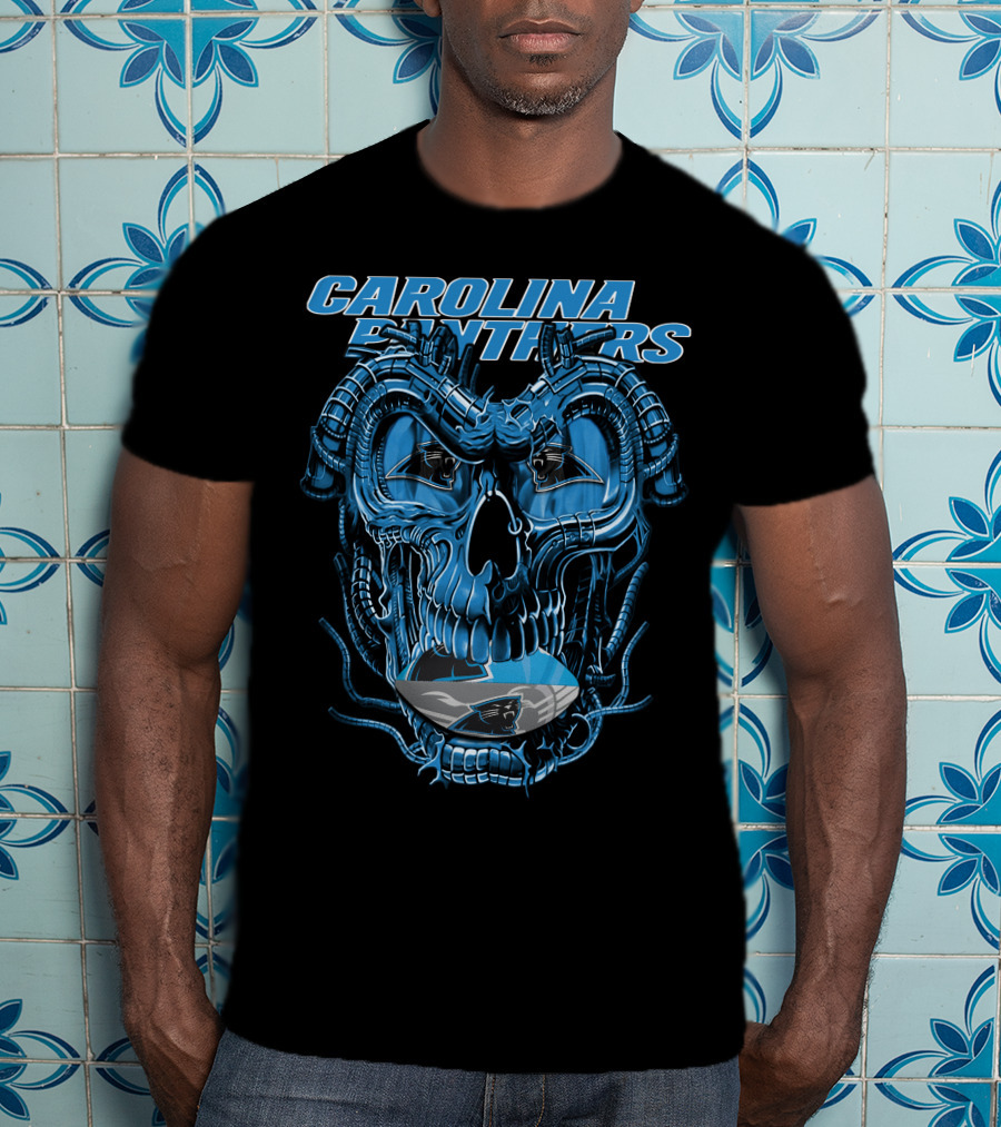 CAROLINA PANTHERS Dragonskull Robot-Themed Panther T-Shirt