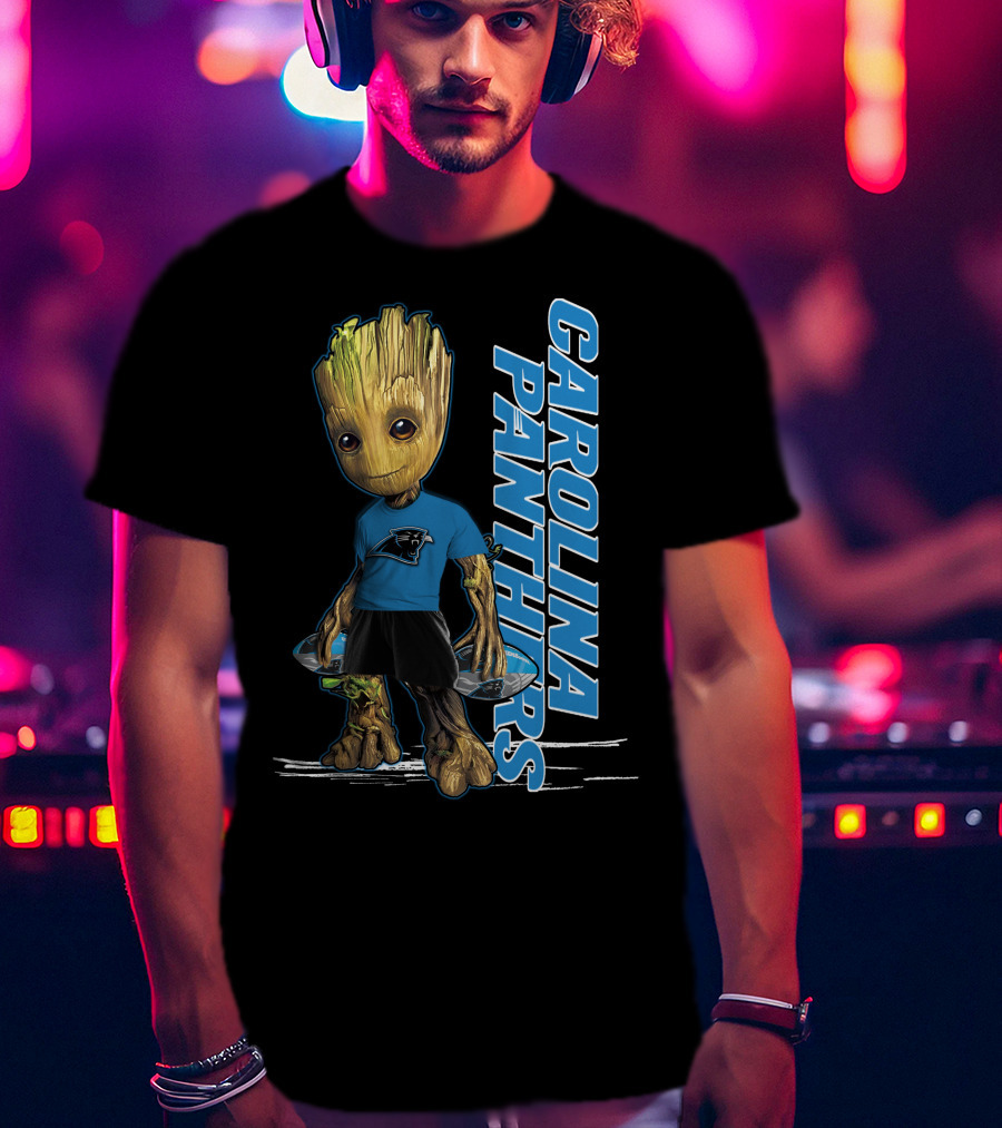 Groot Carolina Panthers Guardians Of The Galaxy Crossover T-Shirt