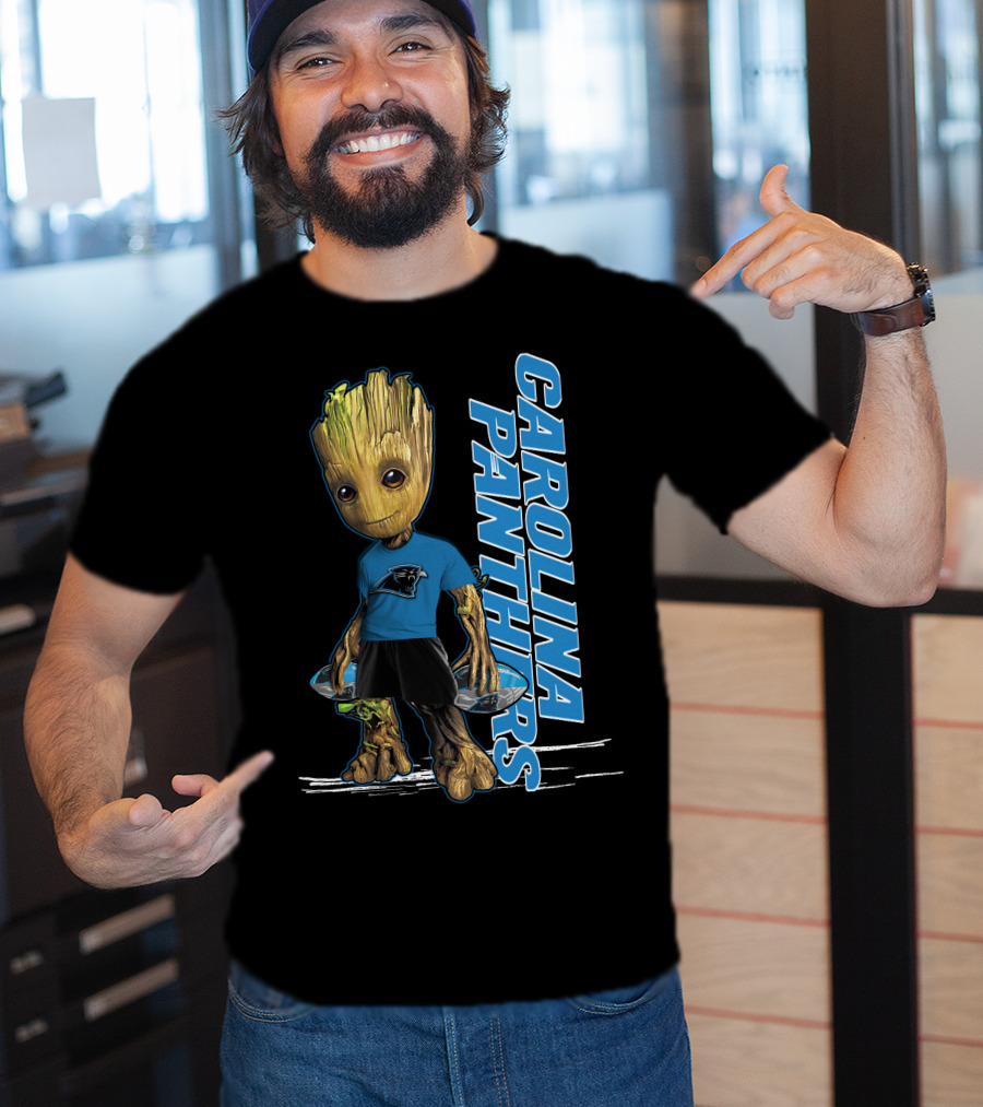 Groot Carolina Panthers Guardians Of The Galaxy Crossover T-Shirt
