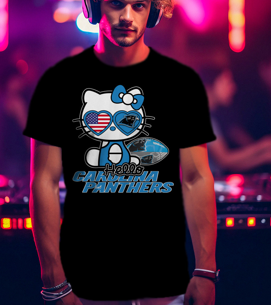 Hellokitty Carolina Panthers American Flag Football T-Shirt
