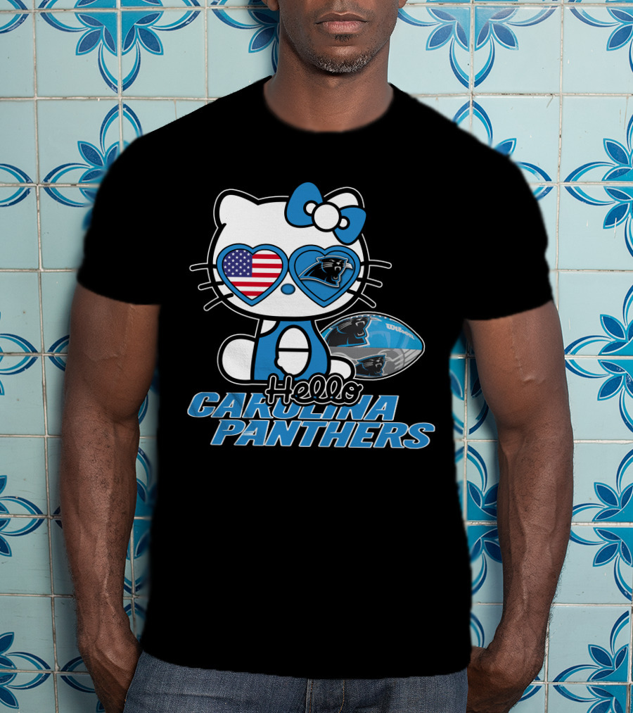 Hellokitty Carolina Panthers American Flag Football T-Shirt