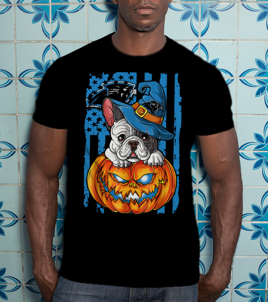 Hlw Bulldog Halloween Carolina Panthers Jack-O-Lantern T-Shirt