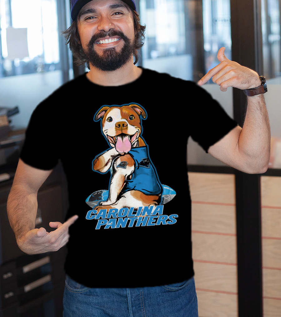 Pittbull Carolina Panthers Football Dog T-Shirt