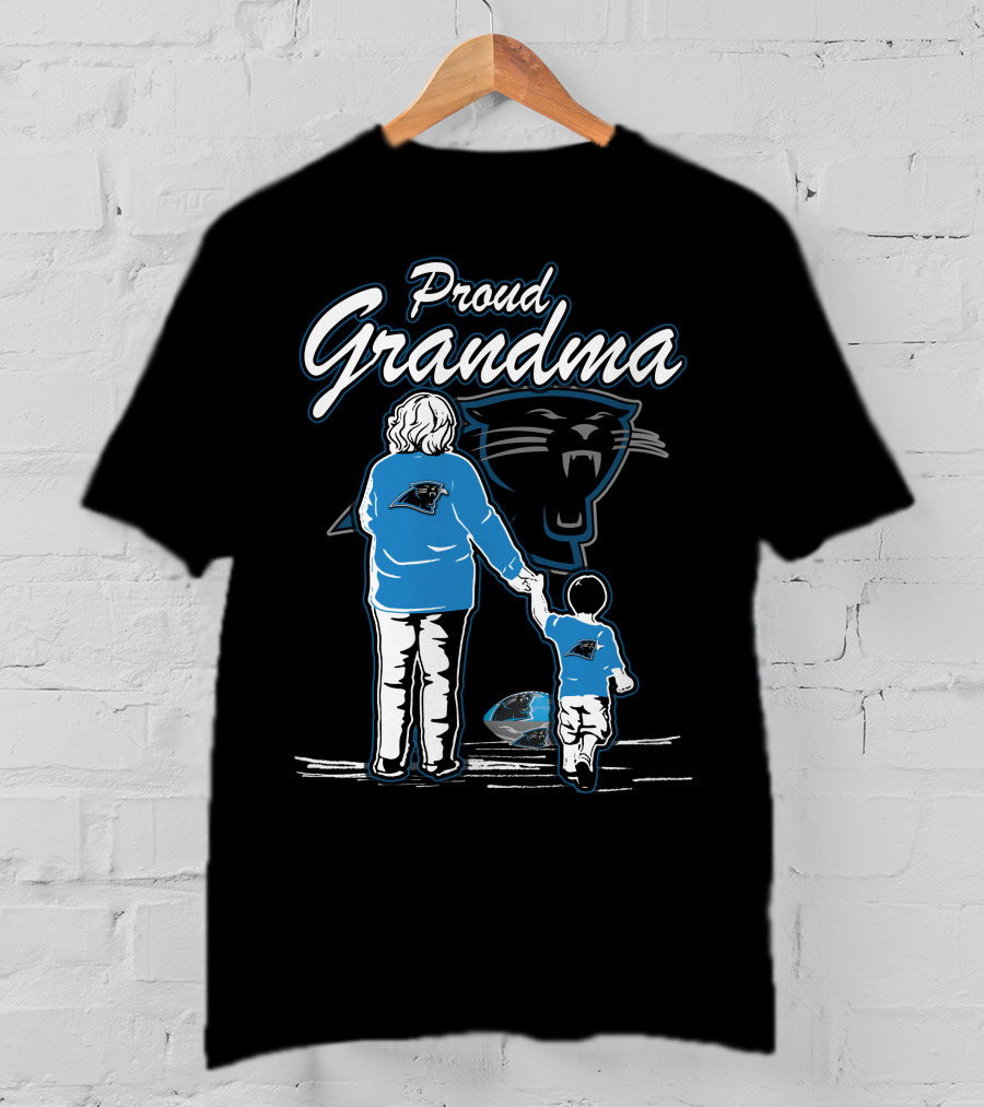 Proud Grandma Carolina Panthers Fan Holding Child With Team T-Shirt