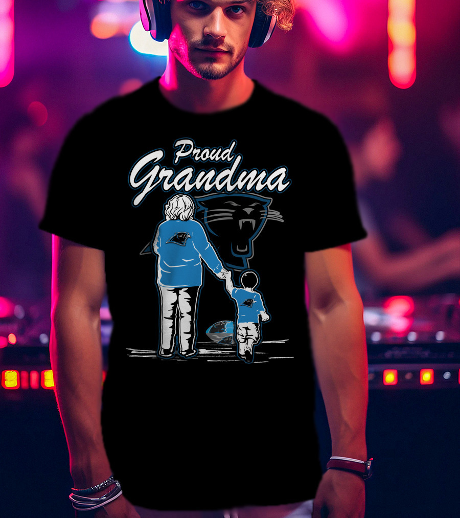 Proud Grandma Carolina Panthers Fan Holding Child With Team T-Shirt