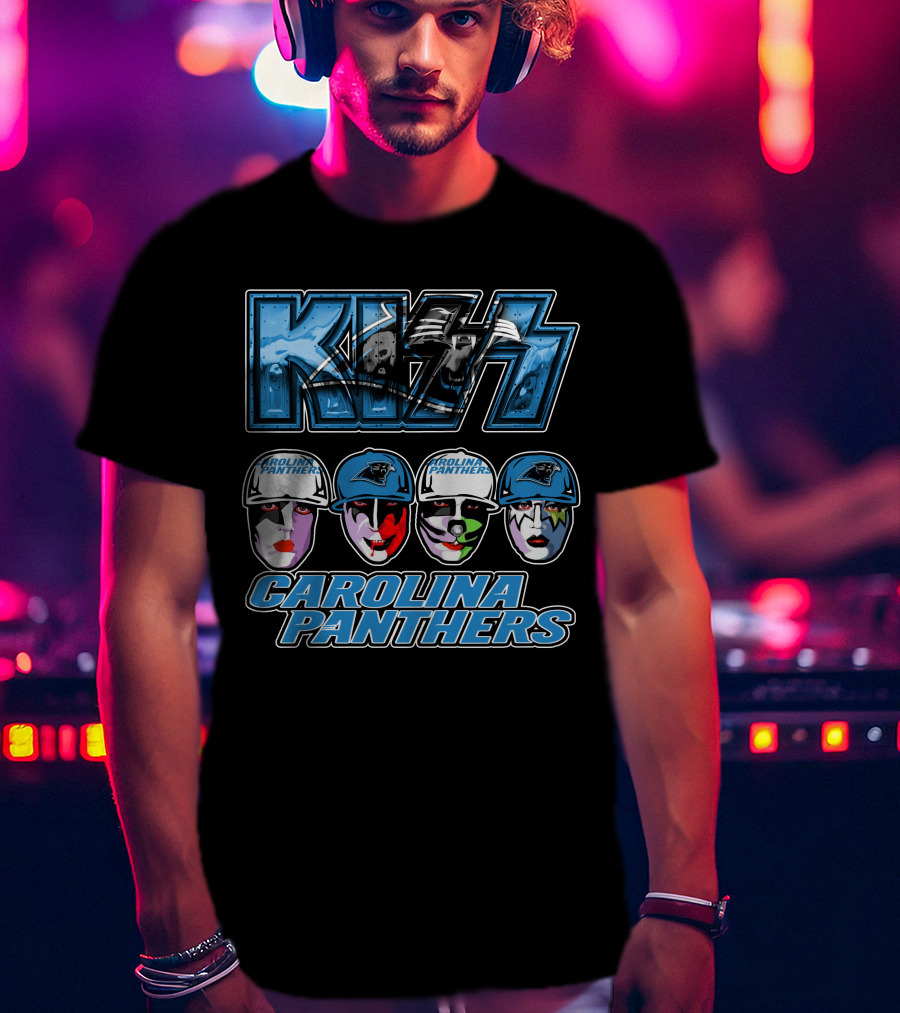Kiss Carolina Panthers Face Paint Hats Nfl Team T-Shirt