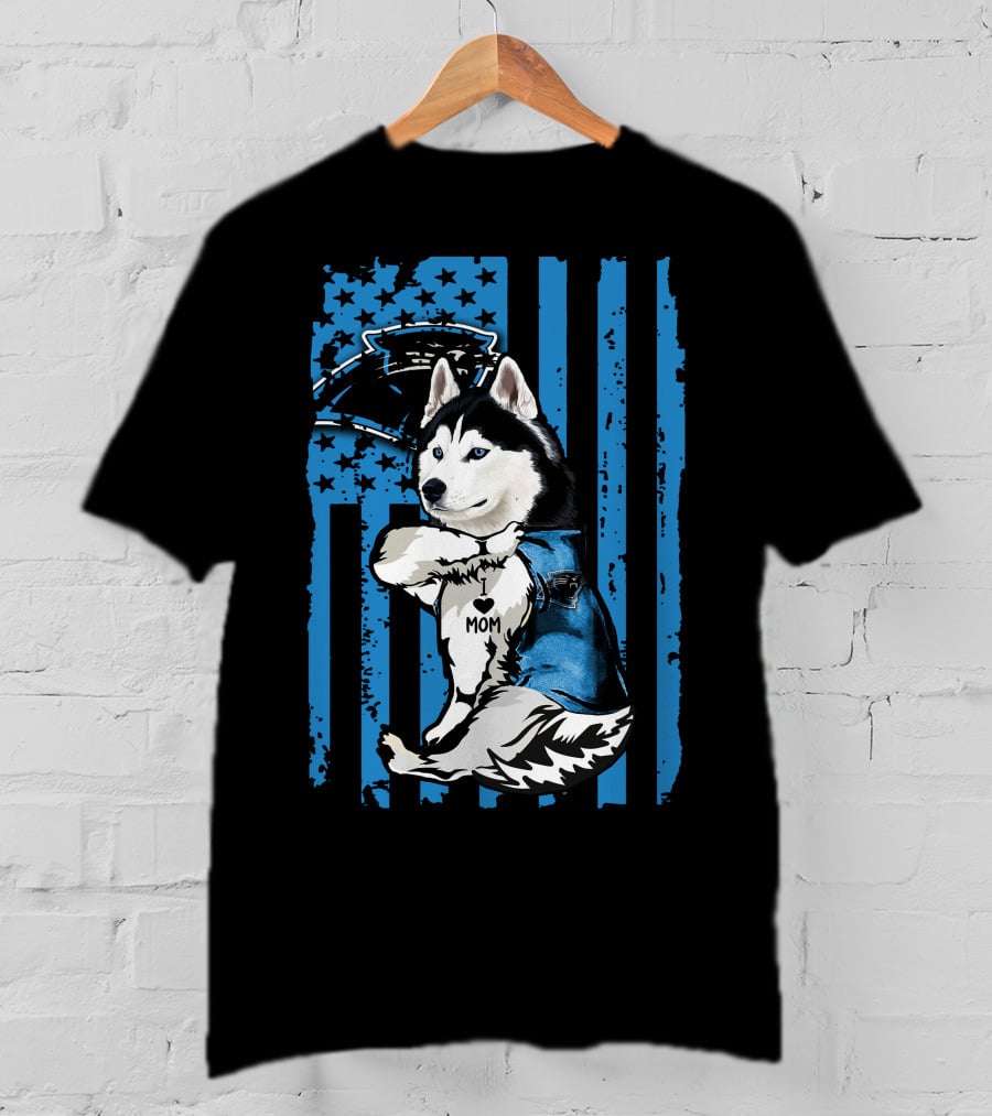 Siberian Husky Mom Carolina Panthers Fan T-Shirt