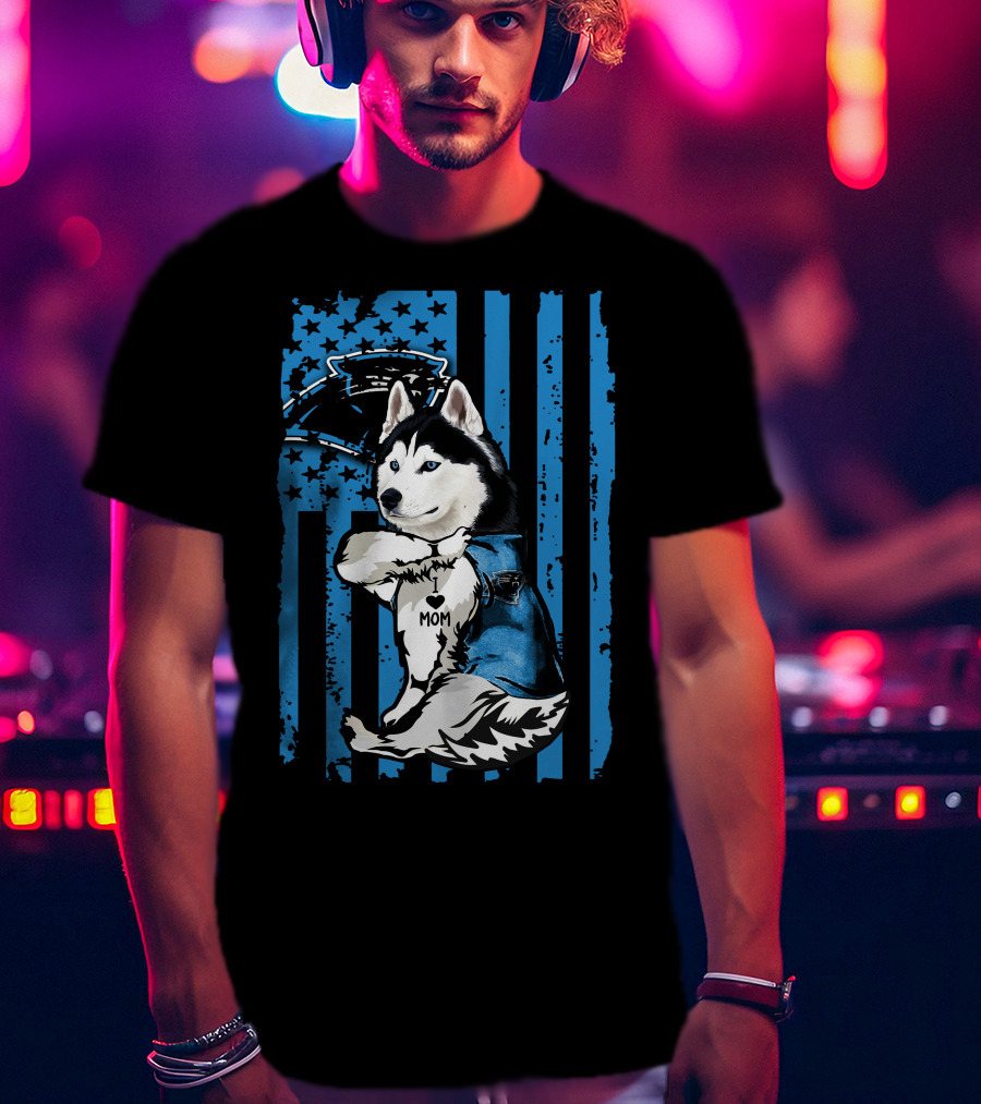 Siberian Husky Mom Carolina Panthers Fan T-Shirt