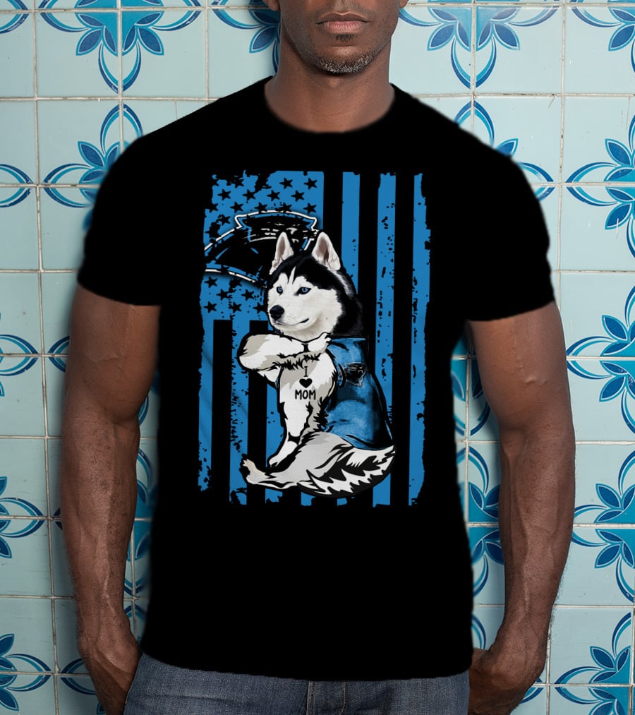 Siberian Husky Mom Carolina Panthers Fan T-Shirt